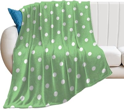 Plush Throw Blanket Green Polka Dot Pattern Soft Cozy Blanket Flannel Blankets All-Season for Sofa Couch Bed, 40" X 50"