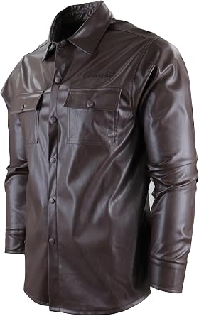 SCREENSHOT Tracksuits 3202 Mens PU Urban Premium Track Set Vegan Leather Athletic Streetwear Fashion Suit