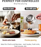 Vista 5 de Cooks Standard Juego de ollas calentadoras de mantequilla de acero inoxidable, 0.15/0.29/0.46/0.68 cuartos de galón, sartenes pequeñas revestidas