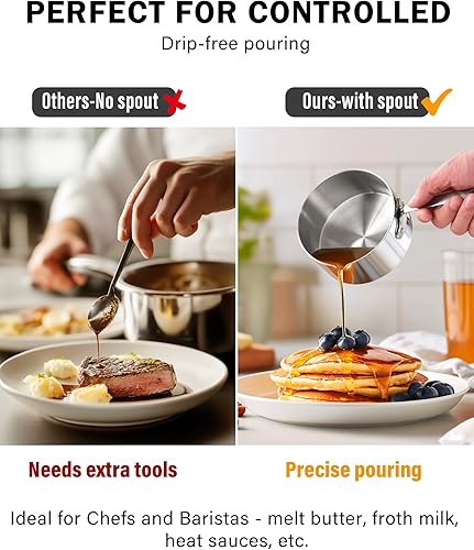 Miniatura 5 de Cooks Standard Juego de ollas calentadoras de mantequilla de acero inoxidable, 0.150.290.460.68 cuartos de galón, sartenes pequeñas revestidas de