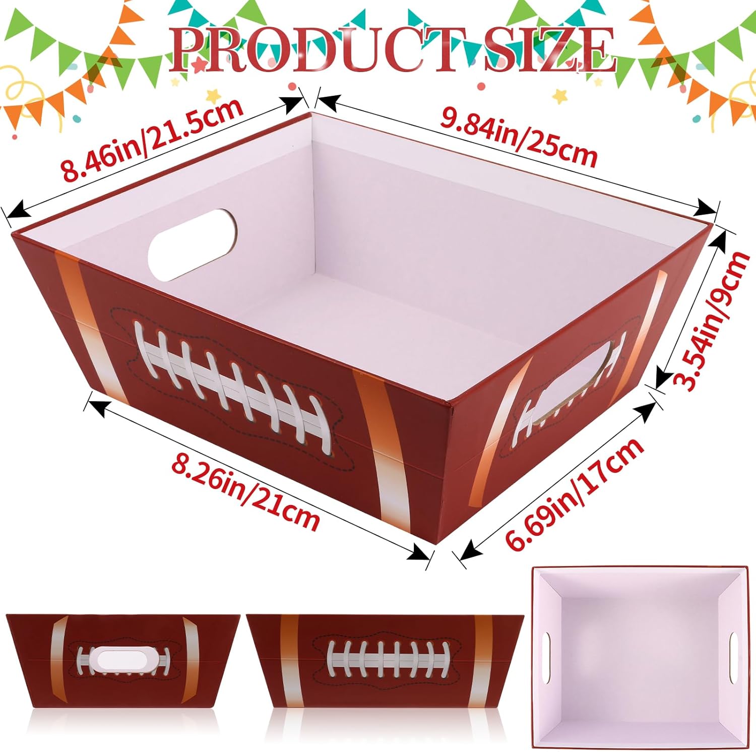 Kolewo4ever 36 Pieces 12 Pack Football Baskets for Gifts Empty Football Senior Night Baskets 8x10inch Gift Basket Kit for Gifts Empty to Fill for Sport Party Holiday Gift Packaging
