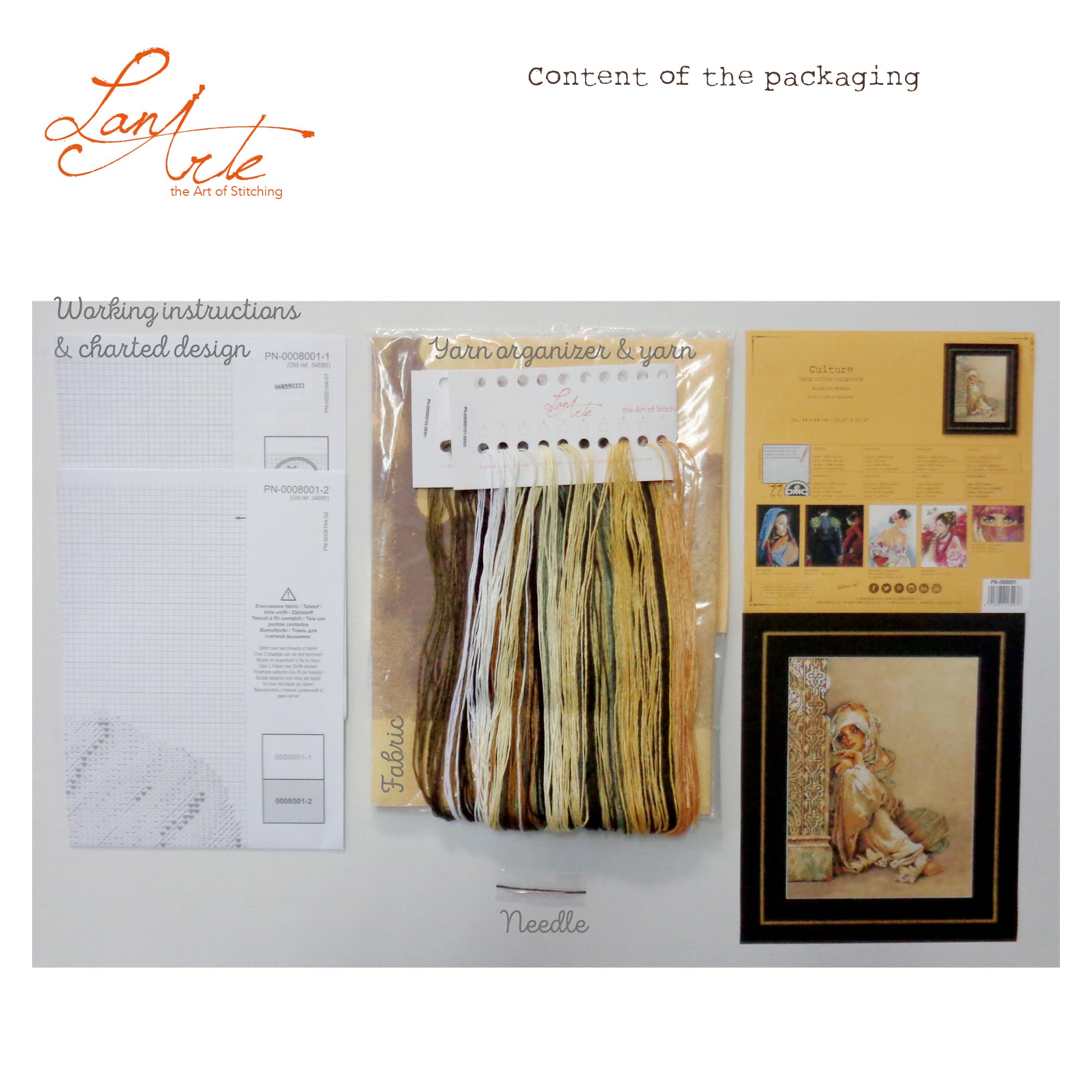 Lanarte Kreuzstich Stickpackungen Gezählter Kreuzstichbilder Set ARABISCHE FRAU Wanddekoration Handarbeit Set für Erwachsene 34 x 44 cm DIY Deko Bastelset Handwerker Kreative Geschenkset