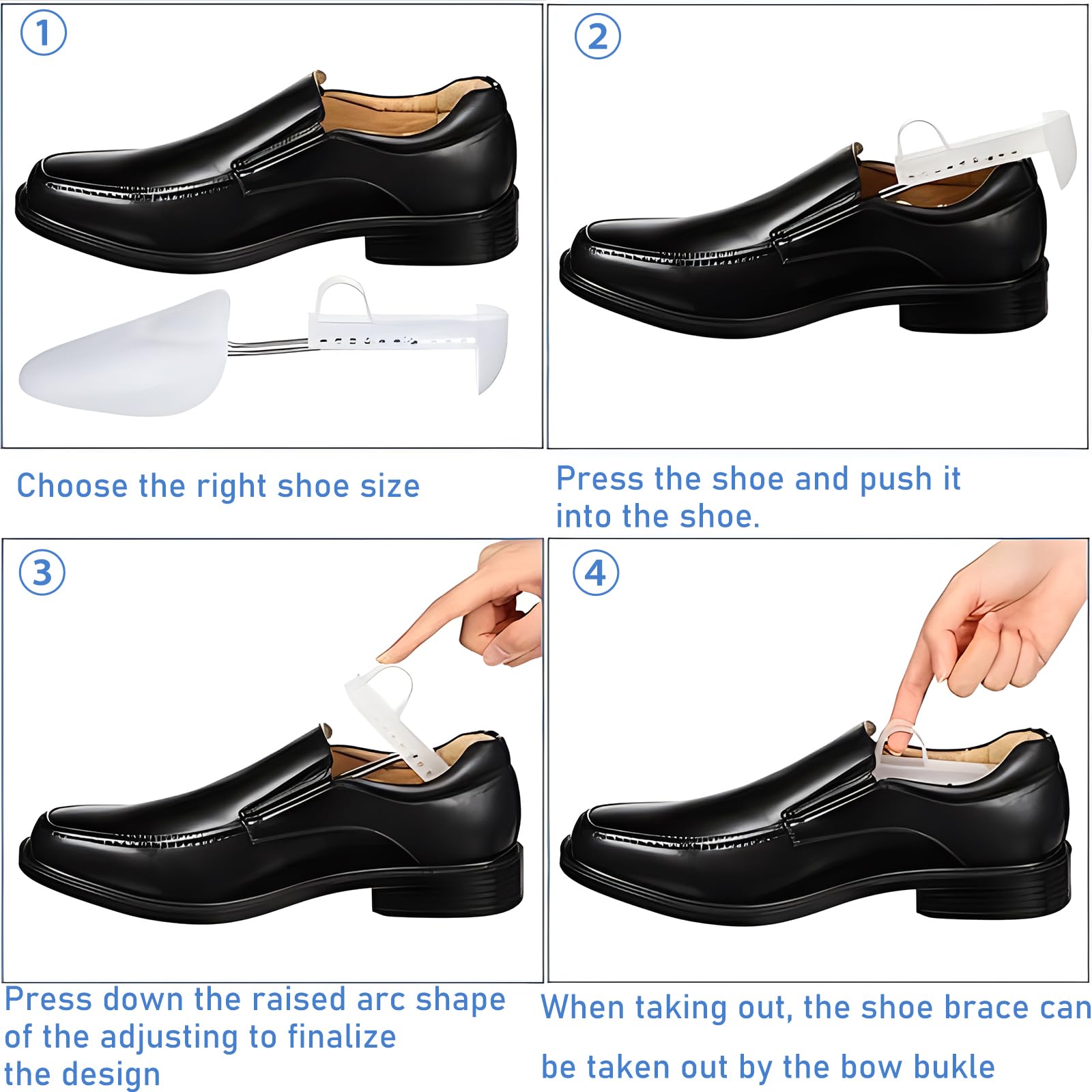 Juego de 20 pares de hormas para zapatos de plástico, ajustables, para hombre, transparentes, con muelle, soporte para zapatillas, mocasines y zapatos casuales