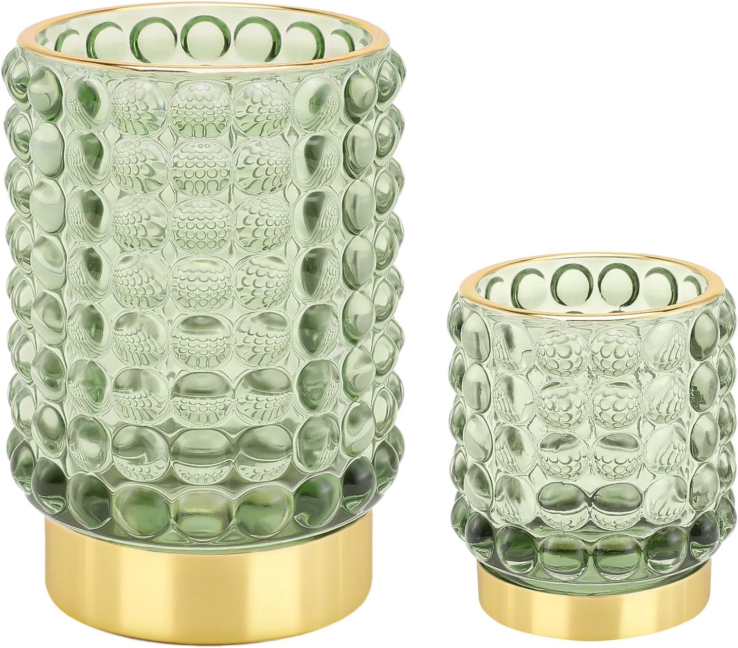 DASITON Makeup Brush Holder Organizer, Crystal Cosmetic Make Up Brush Holder, Glass Makeup Brushes Storage Organizer, Vintage Make Up Cup Desk Pen Pencil Holder, Toothbrush Holders (Green S+L)