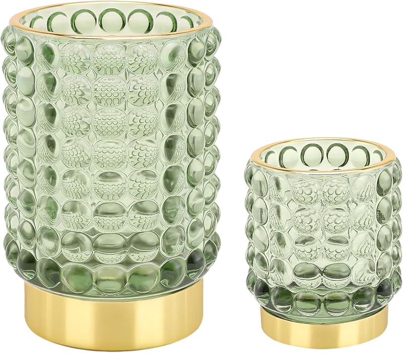 DASITON Porta-pincéis de maquiagem em vidro verde com design retrô, Pacote com 1