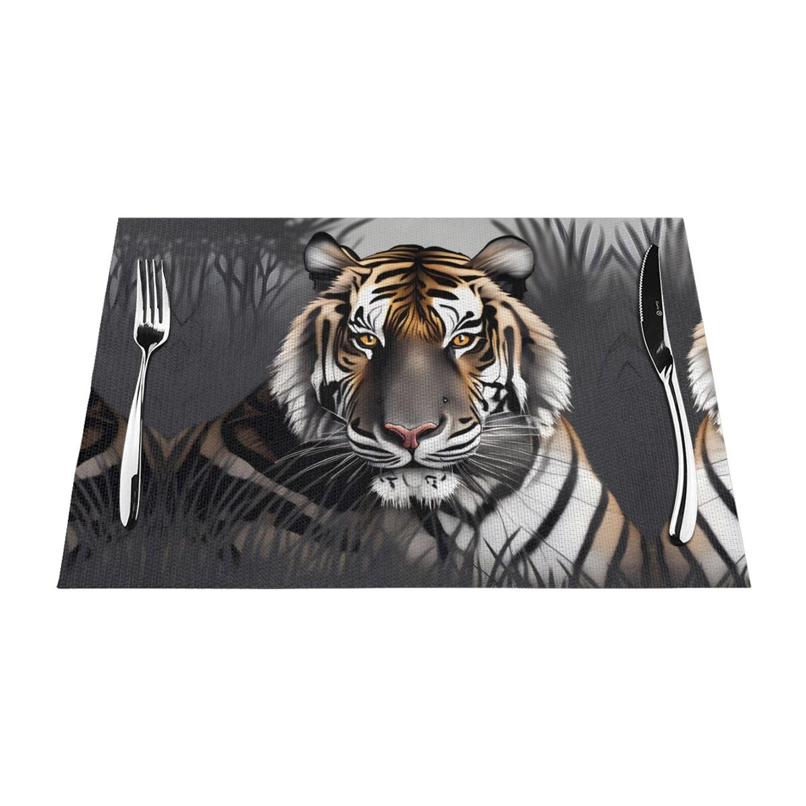 Tiger at Rest 6 Pcs Patterned Woven Placemats are Non-Slip and Heat-Resistant and Complement Any Table