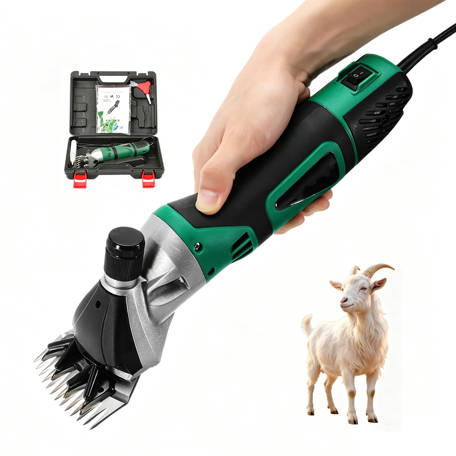 Tosatrice elettrica per pecore, 900 W, 2800 giri/min, potenti, con 6 velocità e regolazione della lama per pecore, bovini e bestiame in fattoria