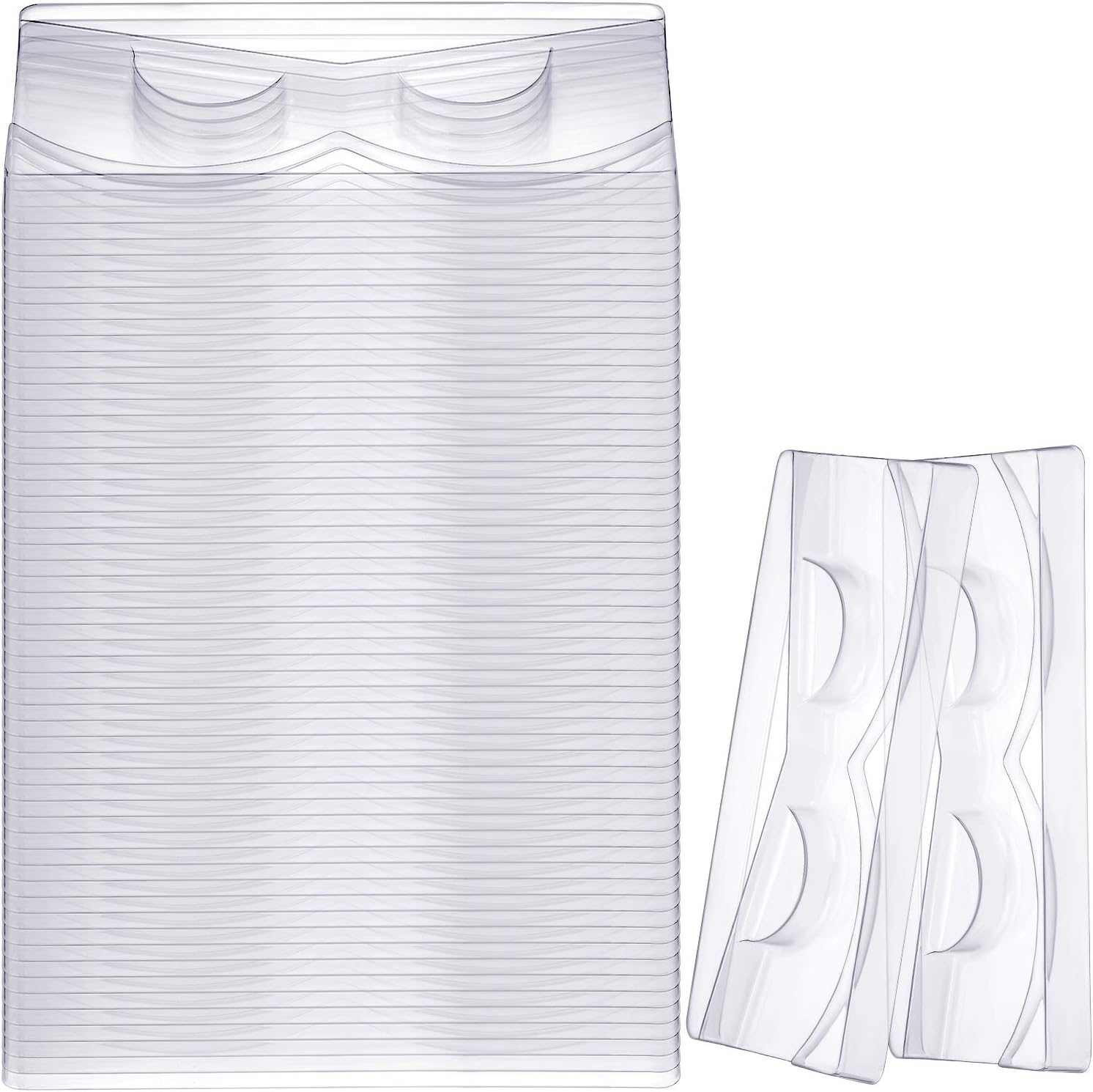 100 Piece Rectangle Lash Trays Holder Plastic Eyelash Trays for False Eyelash Packaging Box Eyelash Storage Case for Boutique Beauty Salons (Transparent)