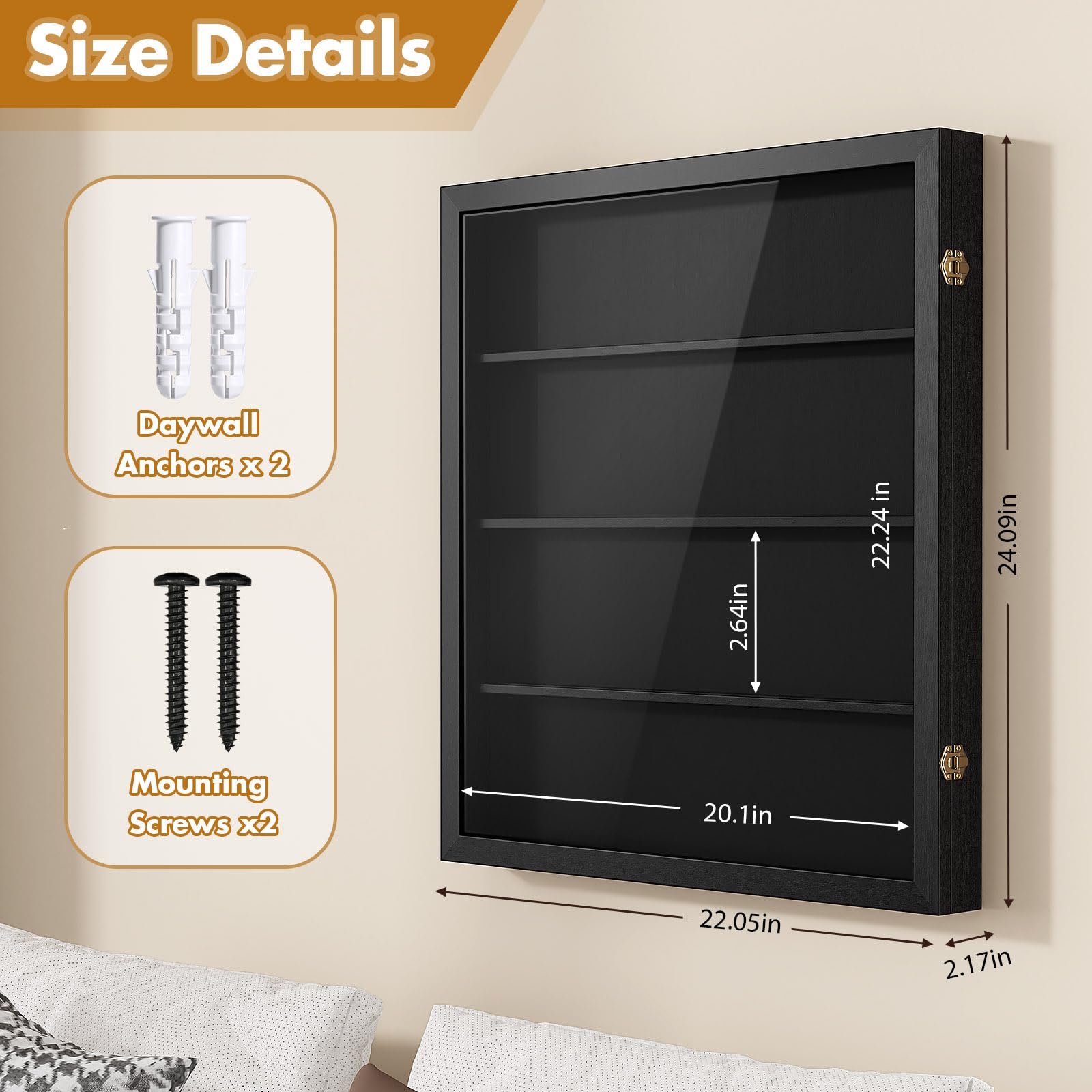 Sammelkarten Display Rahmen Wandmontage, 2 Stück Holz Groß Sammelkarten Vitrine mit Transparent HD, Karten Display Rahmen für 48 Sportkarten und Karten Sammeln Ausstellen (Schwarz)