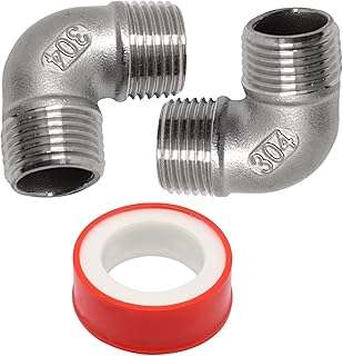 GDFYMI Pipe Fittings, 1/2" NPT 90 Degree Elbow, 304 Stainless Steel Barstock Street Elbow, Cast Pipe Fitting, Right Angle Ell 1/2" Male x 1/2" Male (2Pcs)