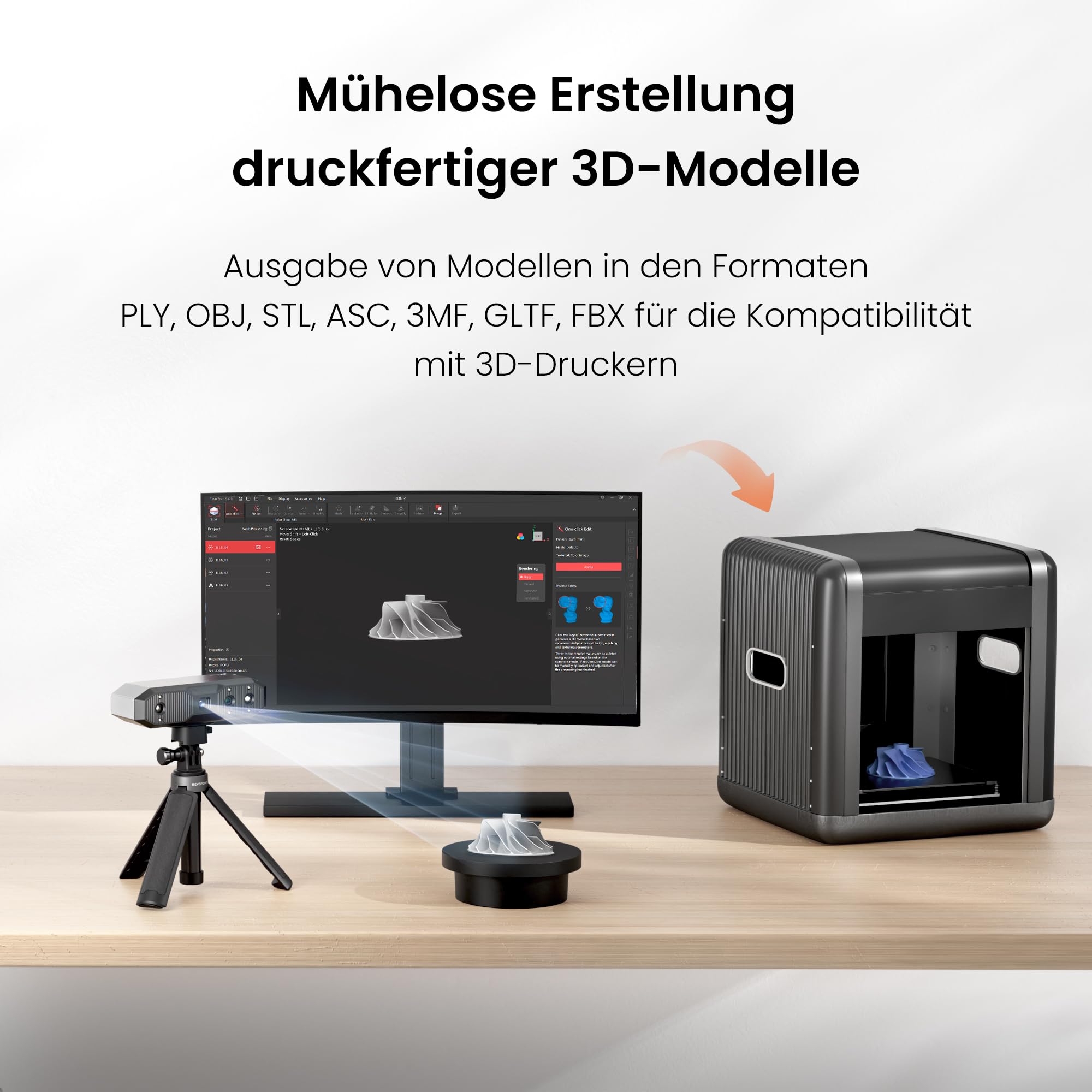 Revopoint MINI 2 Handheld 3D Scanner für 3D Druck, 0.02mm Präzision, 16 fps schnelles Scannen, Industrielles Blaulicht, Portabler Farb-3D-Modellscanner für Dental, Schmuck & kleine Objekte, Advanced