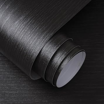 Safiyya Wood Contact Paper Black, Walnut Peel and Stick Wallpaper Thicken, Self Adhesive Removable Real Wood Grain Contact Paper, Wall Paper Rustic for Cabinets, Desk and Home Decor 15.9" x 78.7"