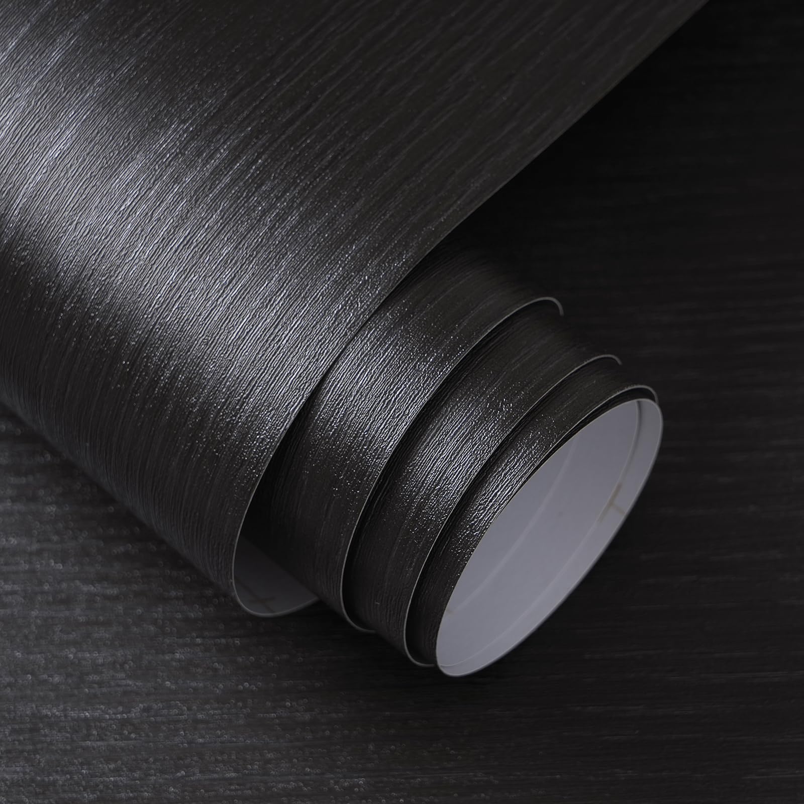 Papier peint en noyer véritable imitation texture bois noir mat