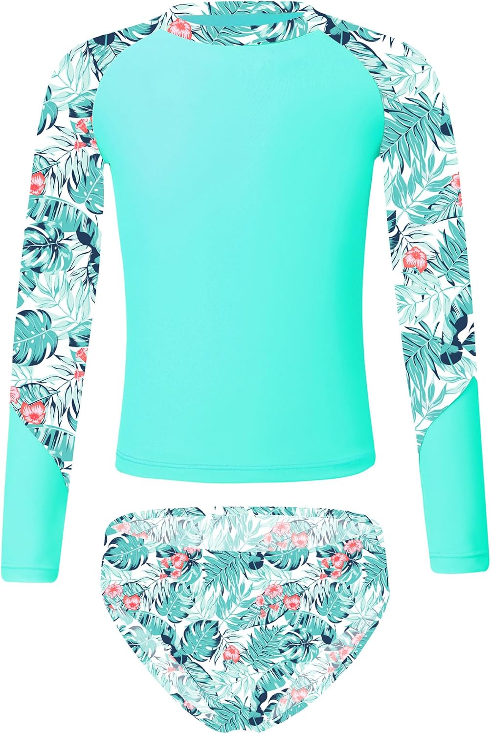 Sxiwei Kids Girls Swimsuits Sun Protection Rash Guard Bathing Suits Long Sleeve Shirt Top with Briefs Sets