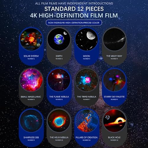 Miniatura 3 de SFOUR Proyector de estrellas con luz nocturna de galaxia, astronauta cohete 12 hojas de película para satisfacer la fantasía del cielo estrellado