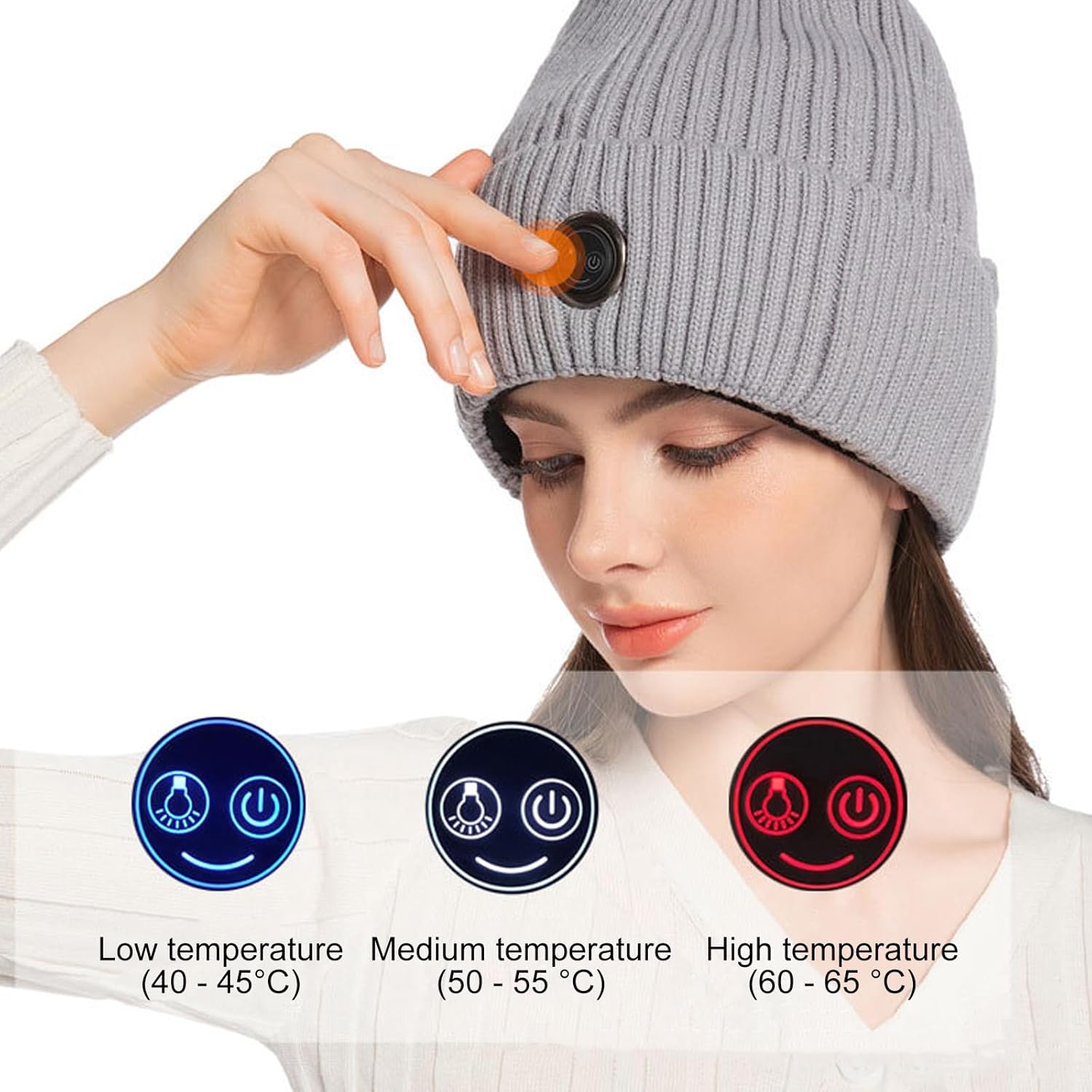 Heating Winter Ski Cap for Teen Soft Polyester Lightweight Hat Outdoor Cold Weather Accessory Heated Beanies