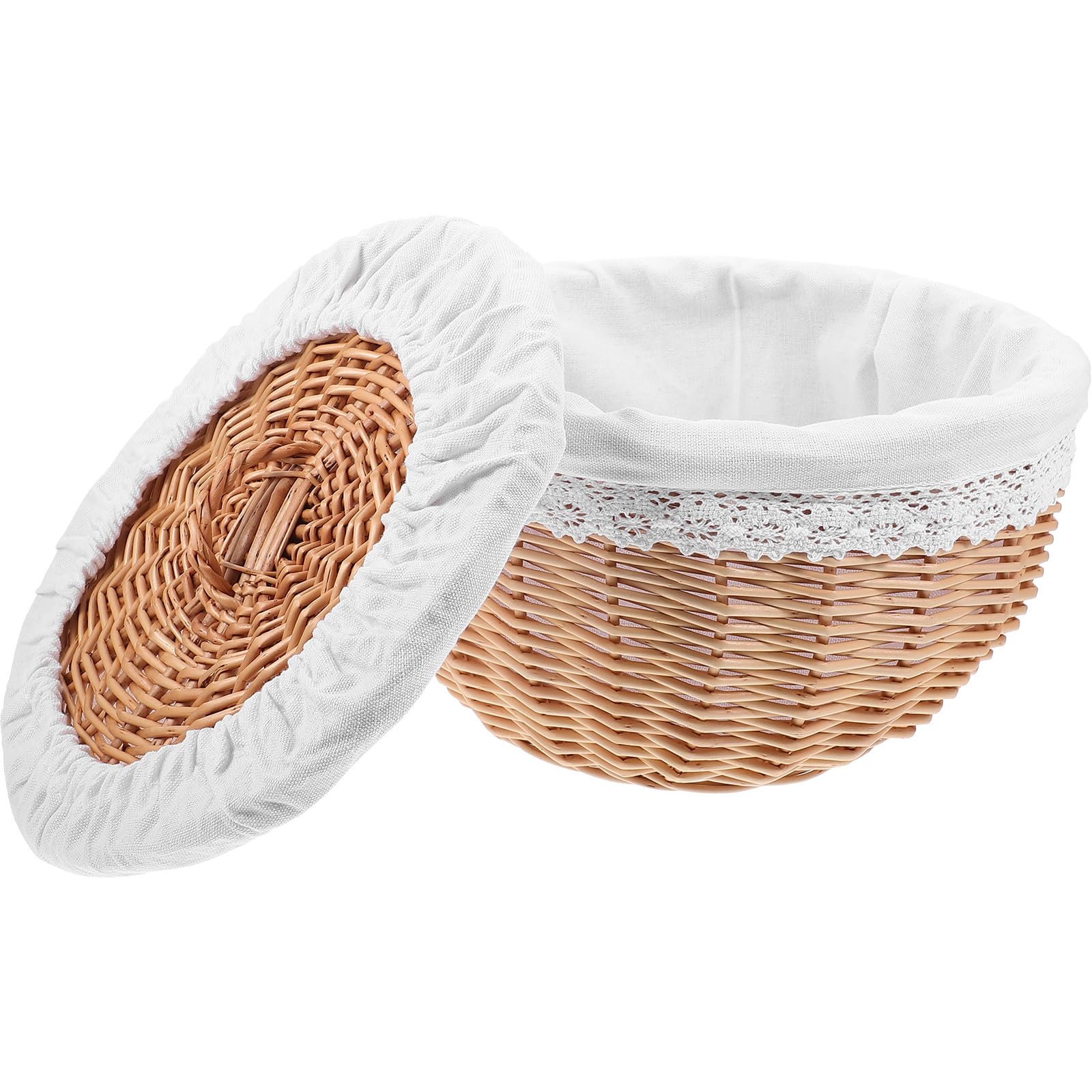 Panier en Osier Tressé Délicat Doublure Blanche Pure S – Panier de Rangement pour Collations et Pâtisseries Corbeille Artisanale Compacte Cuisine et Salle à Manger