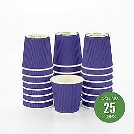 Restaurantware-4 Ounce Paper Coffee Cups, 25 Ripple Wall Disposable Paper Cups - Leakproof, Recyclable, Royal Purple Paper Hot Cups, Insulated, Matching Lids Sold Separately