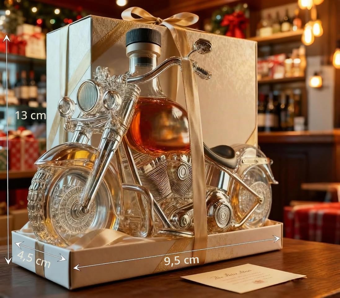 Carafe à décanter 3D en verre soufflé à la main, bouteille d'alcool, décoration de bar (moto)