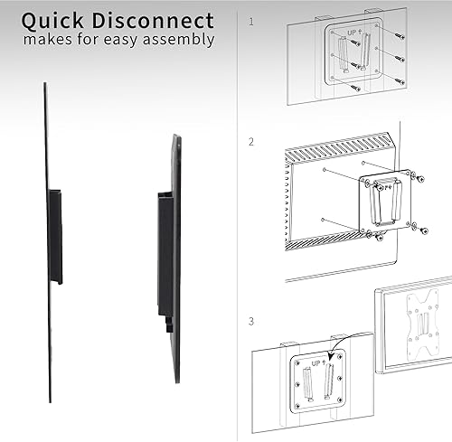 Miniatura 4 de VIVO Soporte grande para TV RV, VESA máximo 400 x 400, soporta hasta 44 libras, placa de pared de polímero de plástico para campamento, camión de