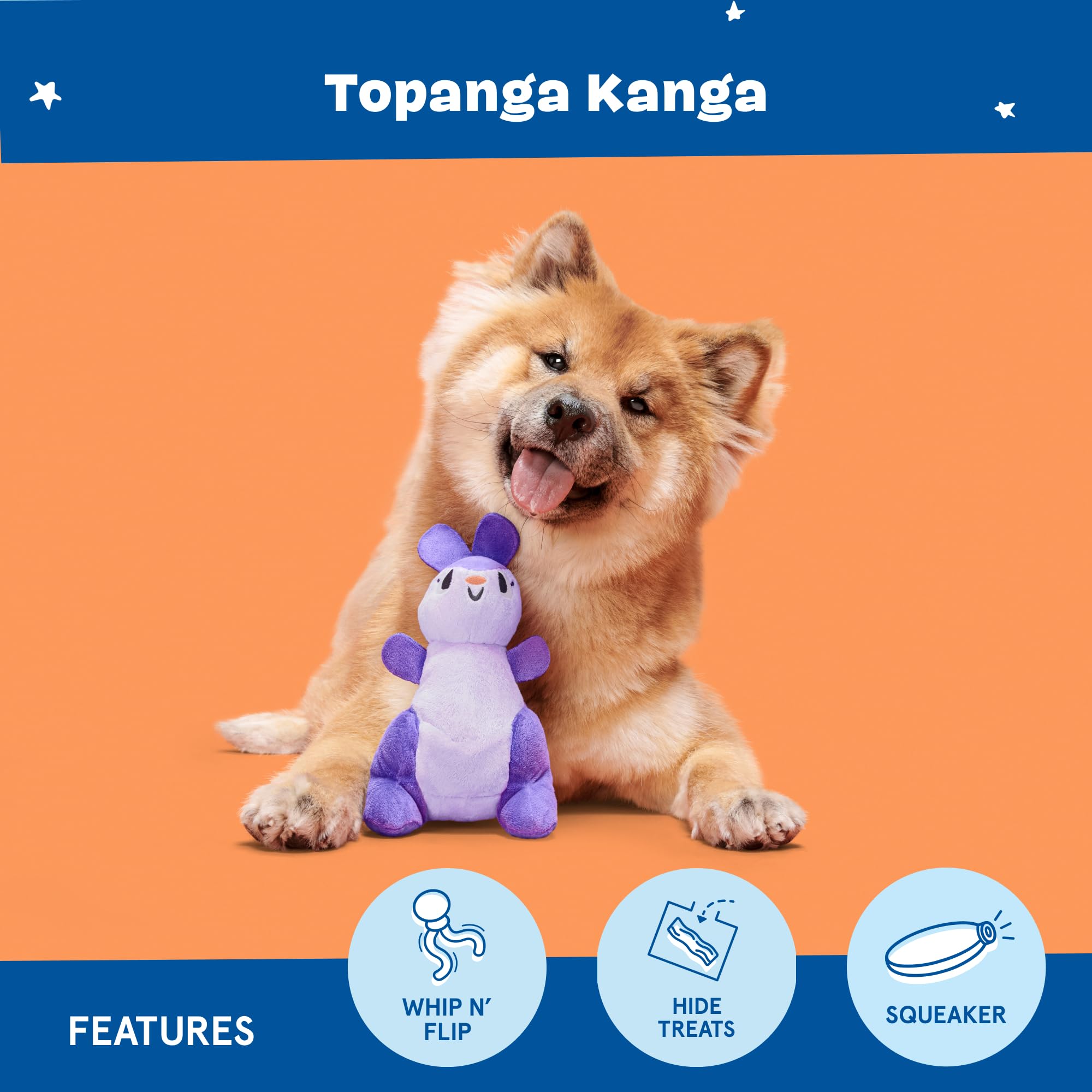 Barkbox BARK Topanga Kanga Plush Dog Toy, Purple Kangaroo, Interactive Pet Toy - Image 2