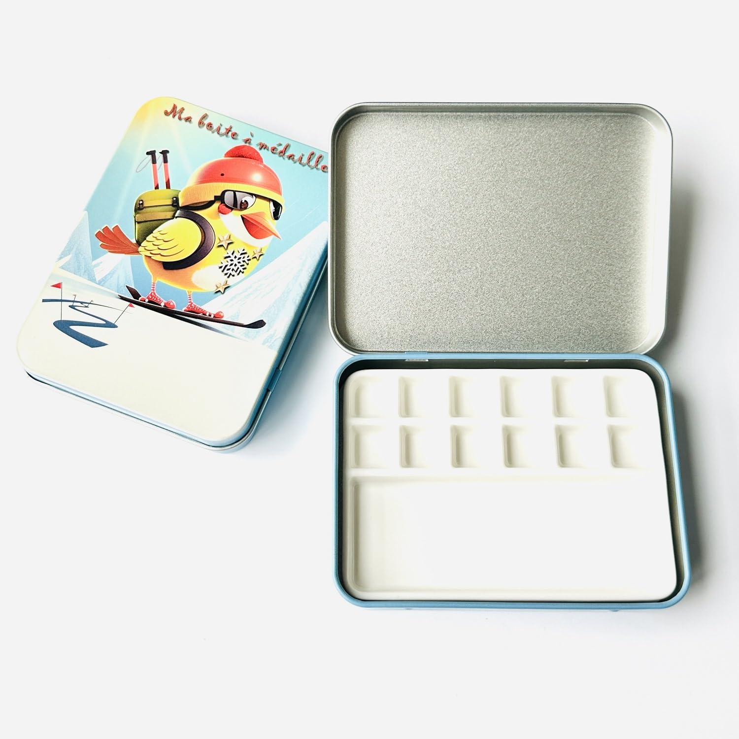 Bower Bird Travel Watercolor Palette - Portable Ceramic Palette, 6 & 12 Well Small Travel Metal Paint Box