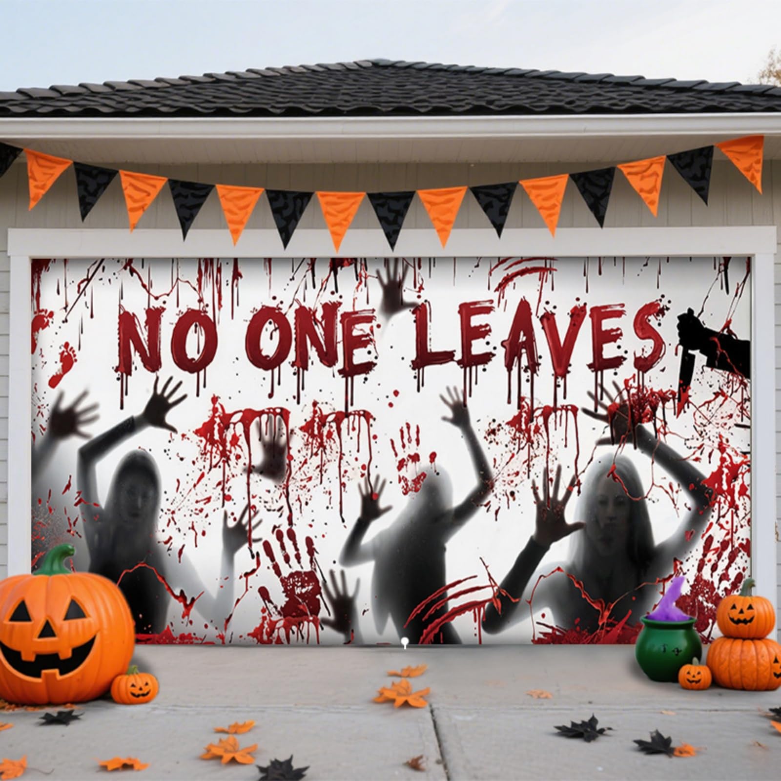 Decorazioni spaventose per la Porta del Garage di Halloween, Grande Striscione da Appendere, Copertura per Porta del Garage, Decorazioni murali di Halloween per Esterni, Interni, f
