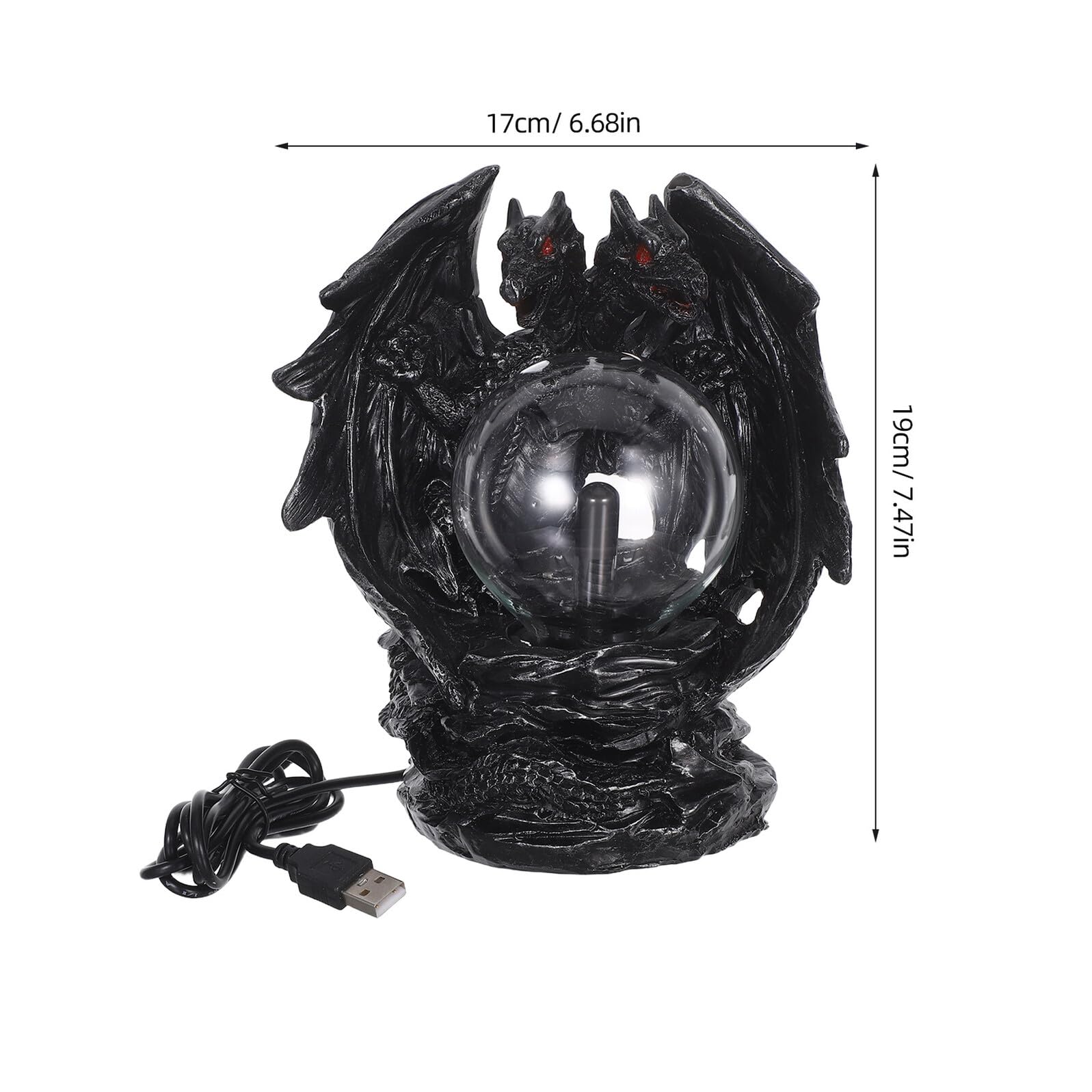 ERINGOGO Lampada Fantasy Desk Sfera al Plasma con Drago Doppio Testa USB Luce Interattiva Colorata per Decorazioni Halloween e Atmosfera Gotica per Casa