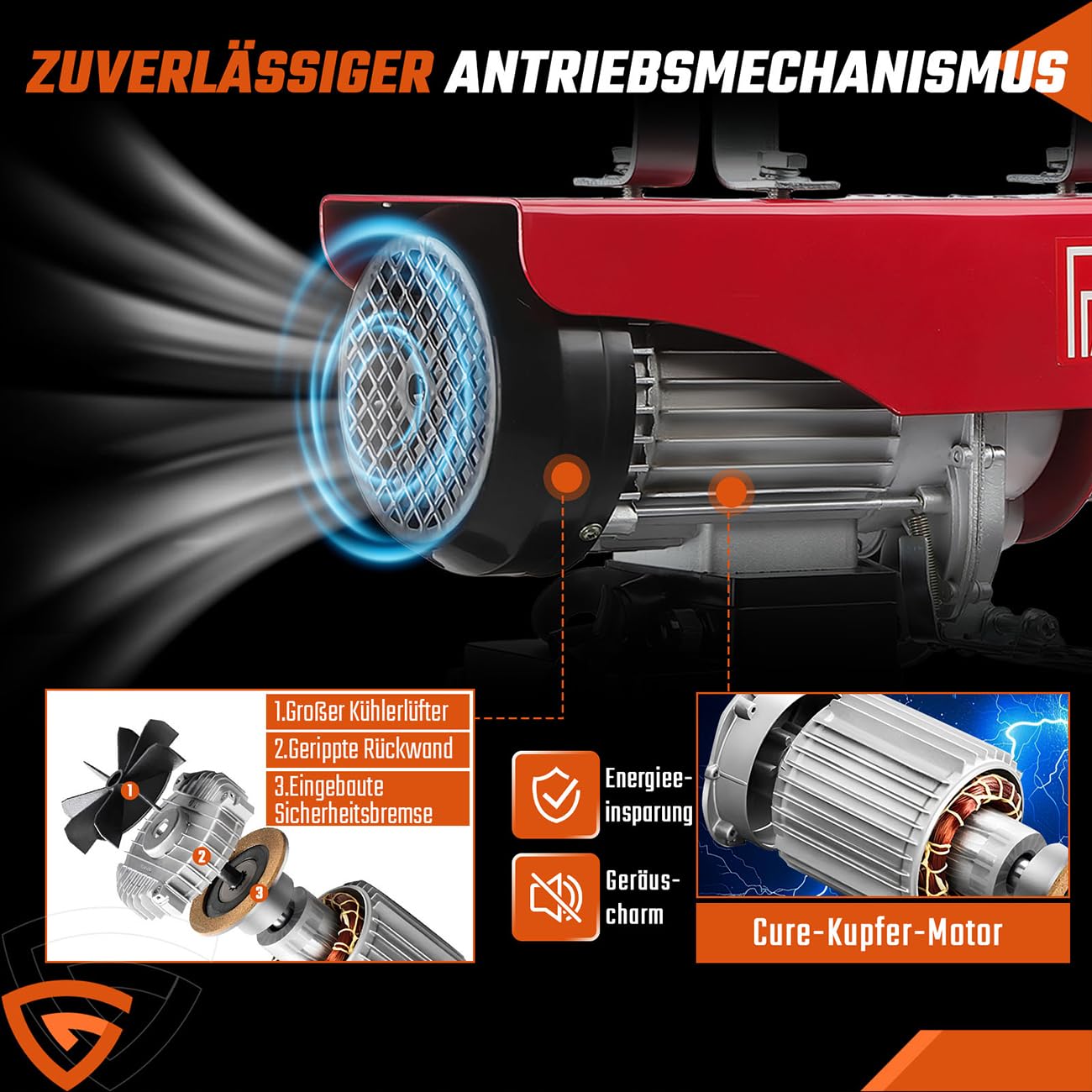 PA800 Elektrische Seilhebezug,elektrische Seilwinde, 400kg bis 800kg Elektrische Motorwinde, mit kabelloser Fernbedienung(100m),12m Hebezug Seilzug, Hohe Sicherheit mit Not-Aus-Schalter