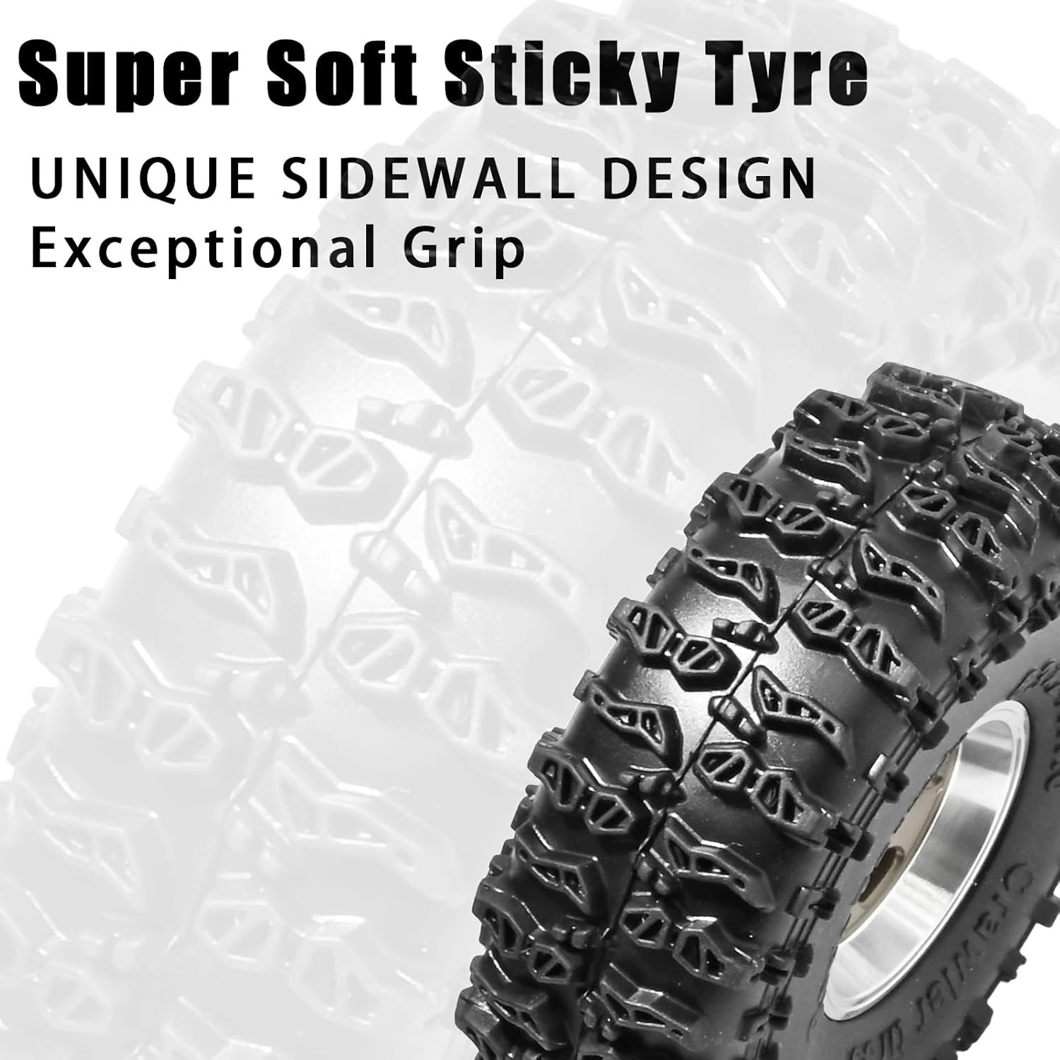 1.0 Beadlock Wheel Soft Tire Set RC Upgrade Part for Traxxas 1/18 TRX4M 1/24 RC Crawlers car Axial SCX24 FMS FCX24 Gladiator Bronco C10 JLU Deadbolt B17 Upgrade.(4Pcs/Set)