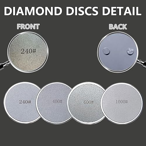 Miniatura 6 de Afilador de cuchillos de acacia para borde recto con diamantes industriales y piedra de afilar para acero de cualquier dureza con 12 & 15 & 18 & 20