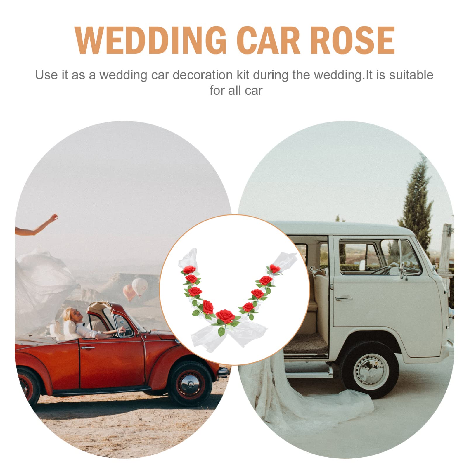 PRETYZOOM 5 Sätze Hochzeit Autogürtel einlagige Taillenkette künstliche Rattandekoration Rave Tür hochzeitsdeko Wedding Decoration Hochzeitsauto- Hochzeitsautodekorationen Schleife rot