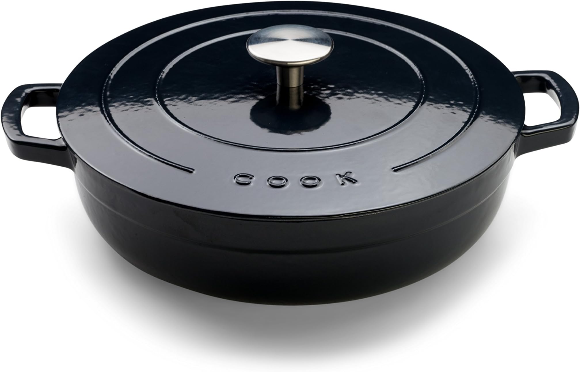 Cook Casserole/High-quality Cast Iron/Ø 25 cm / 3,1L / Suited for all hob types including BBQ and Induction/Dishwasher safe/Ergonomic Grips/Available Black