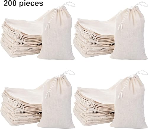 Miniatura 5 de Tatuo Paquete de 200 bolsas de muselina, bolsas de arpillera, bolsas de muselina con cordón, bolsa de bolsita multiusos con cordón para té, joyas,