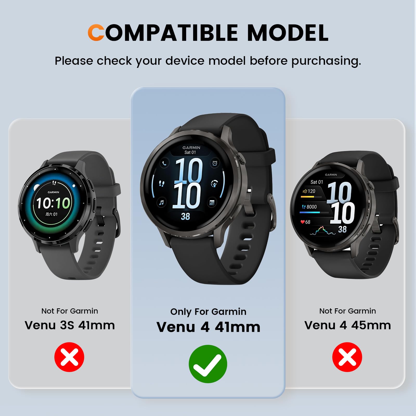 [3 sztuki] Etui Kamita kompatybilne z Garmin Venu 4 41 mm, pełne etui ochronne z osłoną ekranu, twarda obudowa zderzaka PC, odporna na wstrząsy obudowa do Garmin Venu4 41 (przezroczysta, różowa i