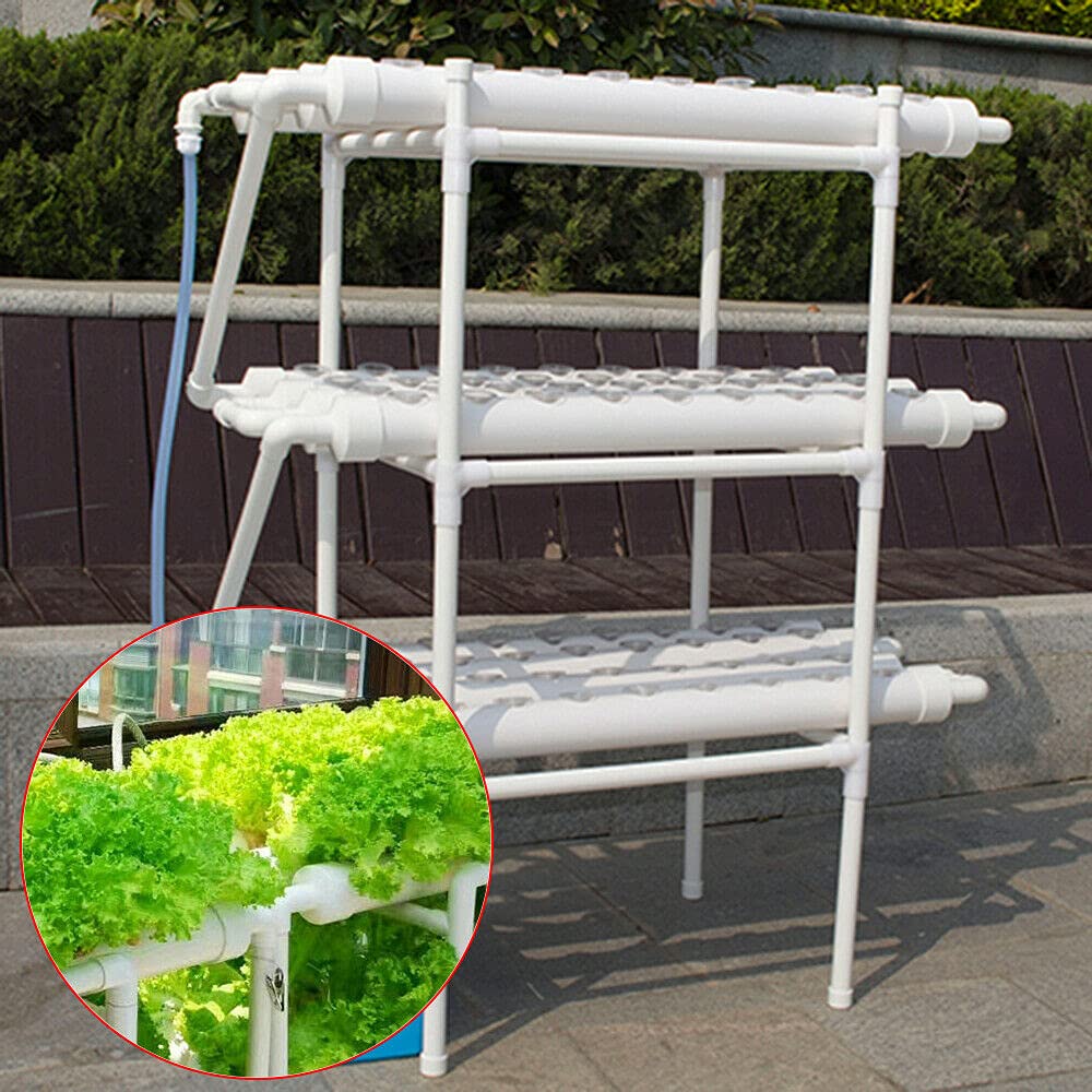 Hydroponic Grow Kit 108 siti di fabbrica, 3 piante a strati in PVC, idroponica, 12 tubi, sistema di coltivazione idroponica, impianto di coltura acquatica, piante da giardino, per ortaggi in