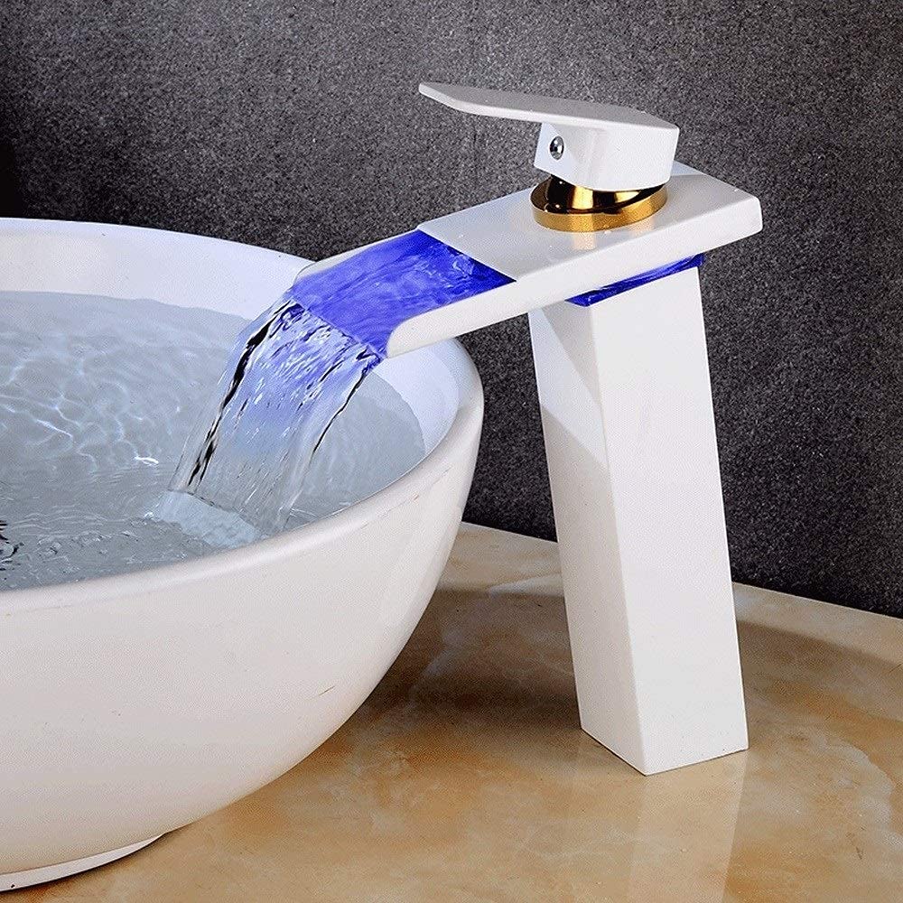 Robinets d'évier de cuisine à LED et mitigeur cascade eau chaude et froide