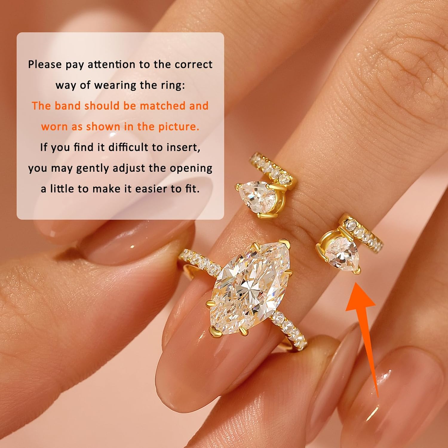 3.5CT Marquise Cut Inset Engagement Ring Set, S925 Silver 5A Cubic Zirconia Bridal Wedding Ring Set for Women - Image 3