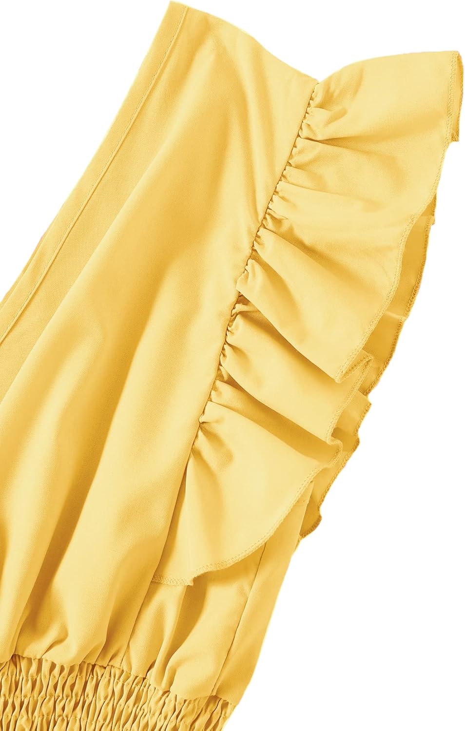 LYANER Women's V Neck Ruffle Cap Sleeve Shirred Blouse Sexy Crop Tank Top - Image 4