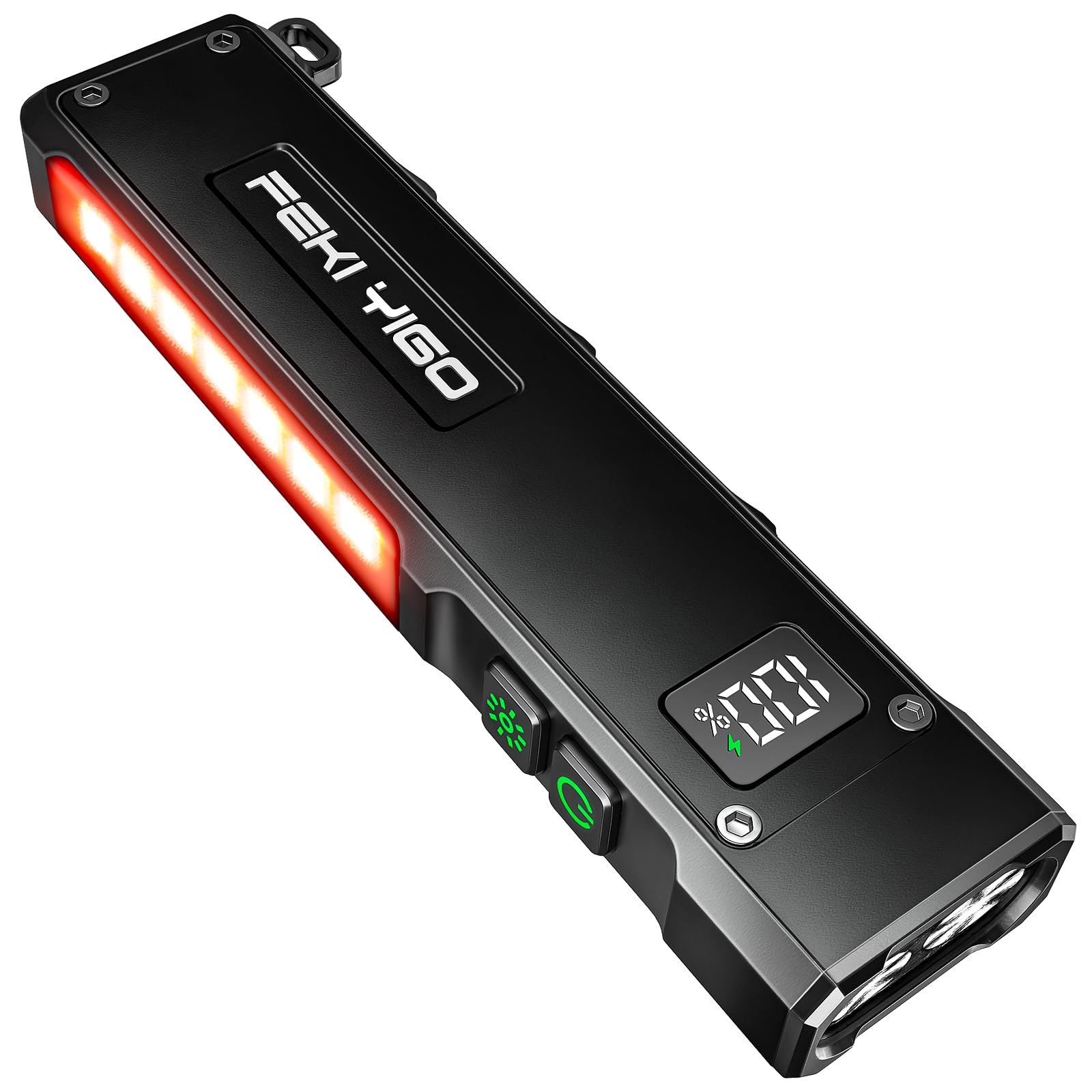 Feki Yigo Flat EDC Flashlight Rechargeable - 1800 Lumens LED Pocket Flashlight with 365nm UV Light, RGB Modes, Magnetic Base, Digital Display,IPX4