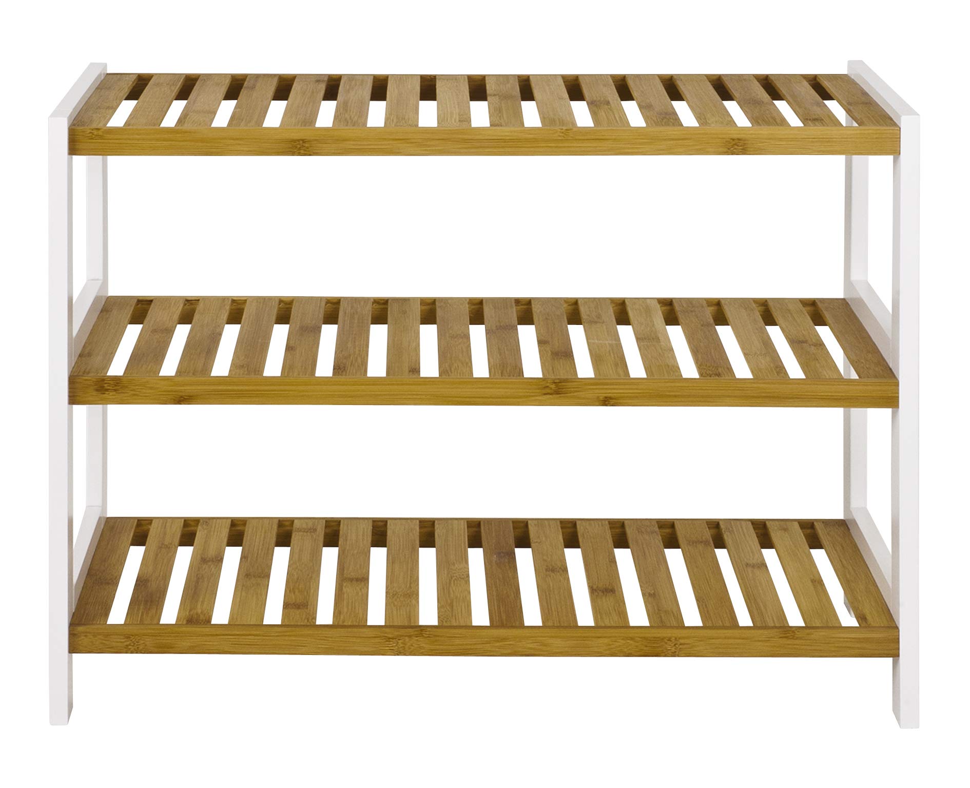 Étagère à Chaussures HAKU Blanc Bambou - 70x34x26 Cm - Style Scandinave