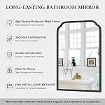 Ferytange 20X30 Inch Black Metal Framed Bathroom Mirror for Wall, Matte Black Bathroom Vanity Mirror, Rectangular Rounded Decor Anti-Rust, Tempered Glass
