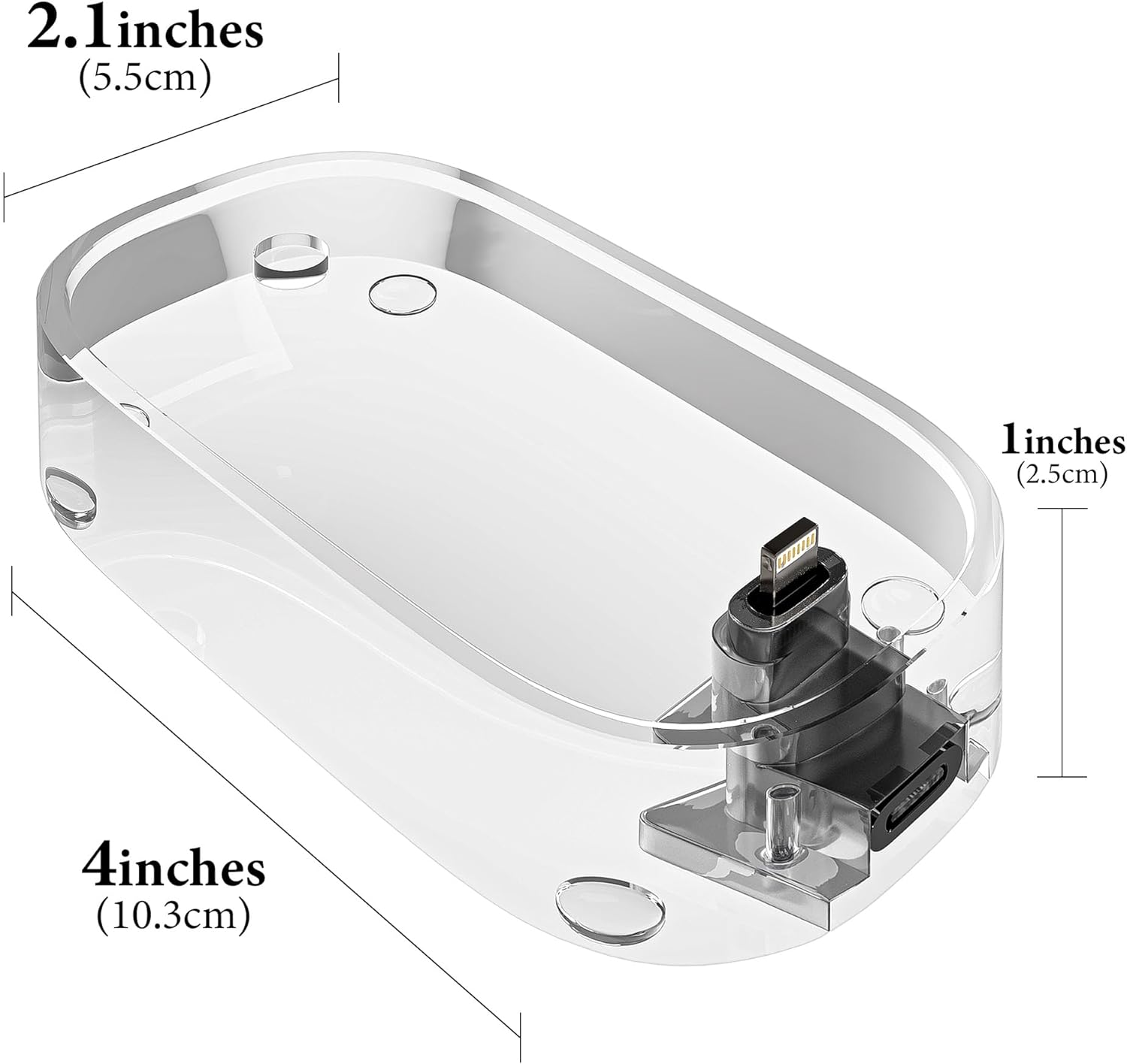 Geekria Mouse Charging Station, Acrylic Mouse Charging Stand, Compatible with Apple Magic Mouse (Lightning), Magic Mouse Accessory (Transparent)