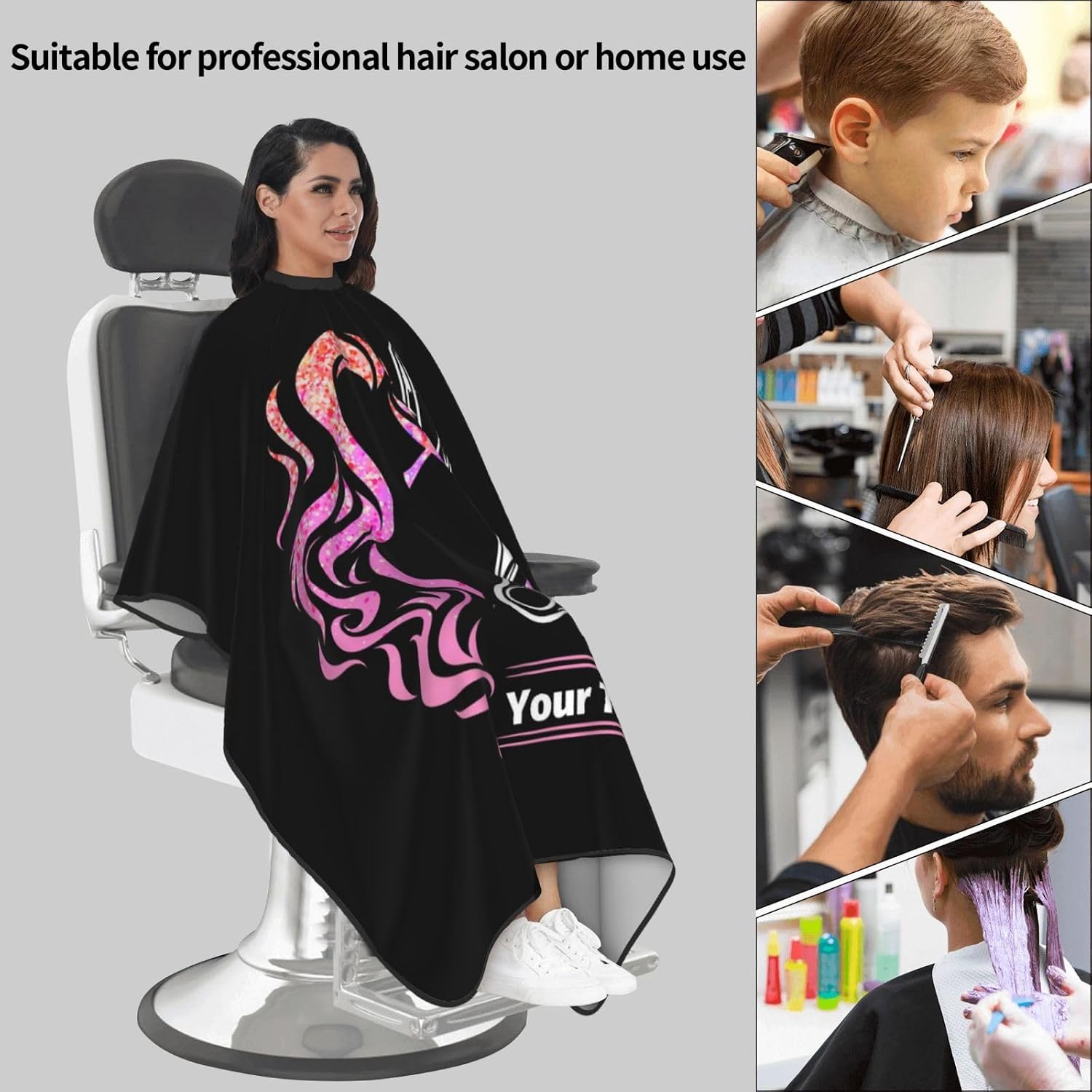 Custom Barber Cape Personalized Haircut Cape with Your Text Name Logo Customized Salon Hairdressing Apron for Home Salon Barbershop