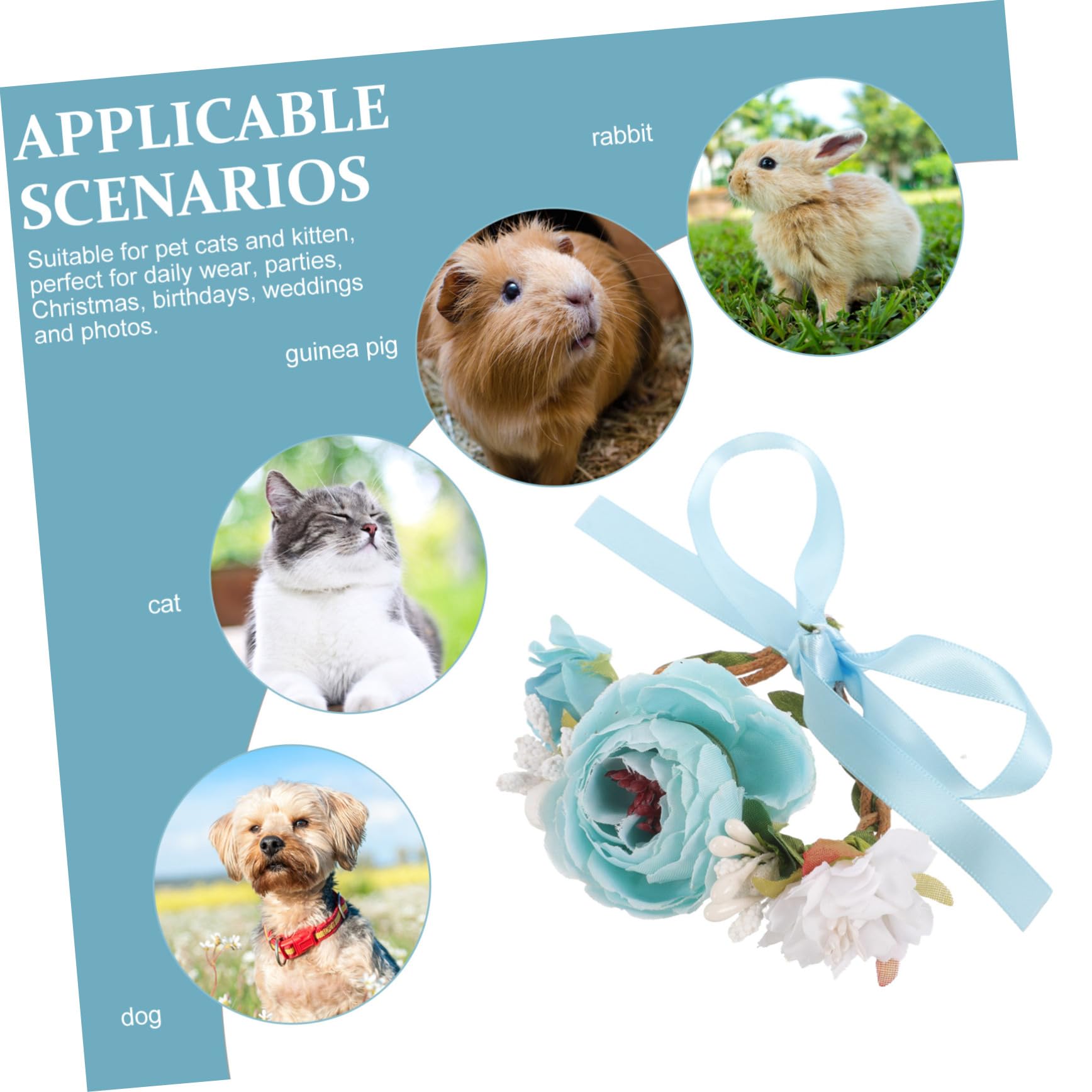 Happyyami 5pièces Collier Décoratif pour Chien Et Chat avec Fleurs Accessoire Mignon pour Petits Animaux pour Fêtes Et Occasions Spéciales