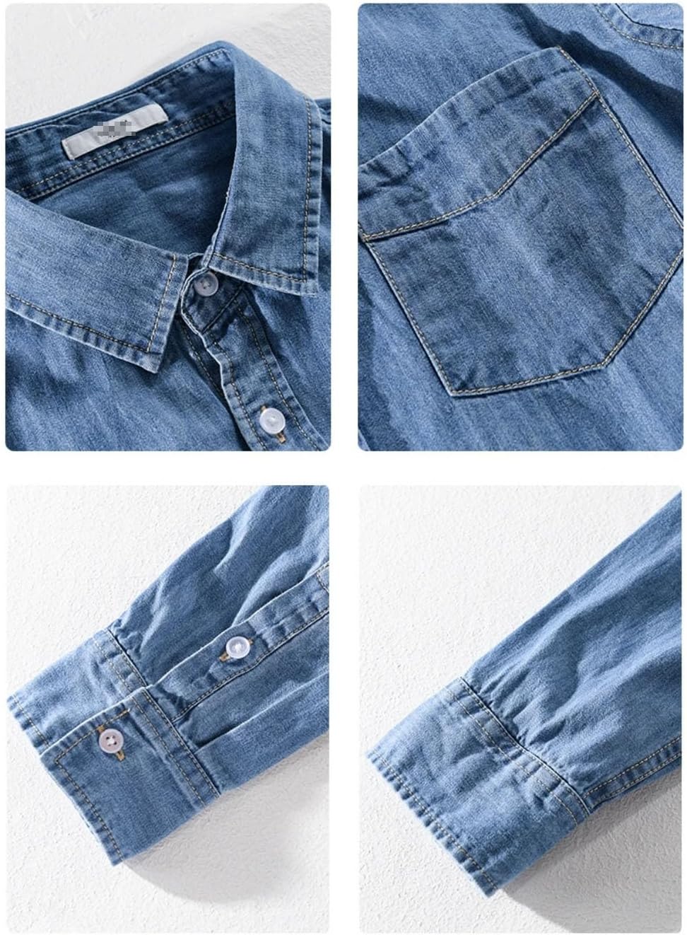 Men's Denim Shirts Cotton Long Sleeve Autumn Loose Shirt Casual Mens Spring Tops for Men