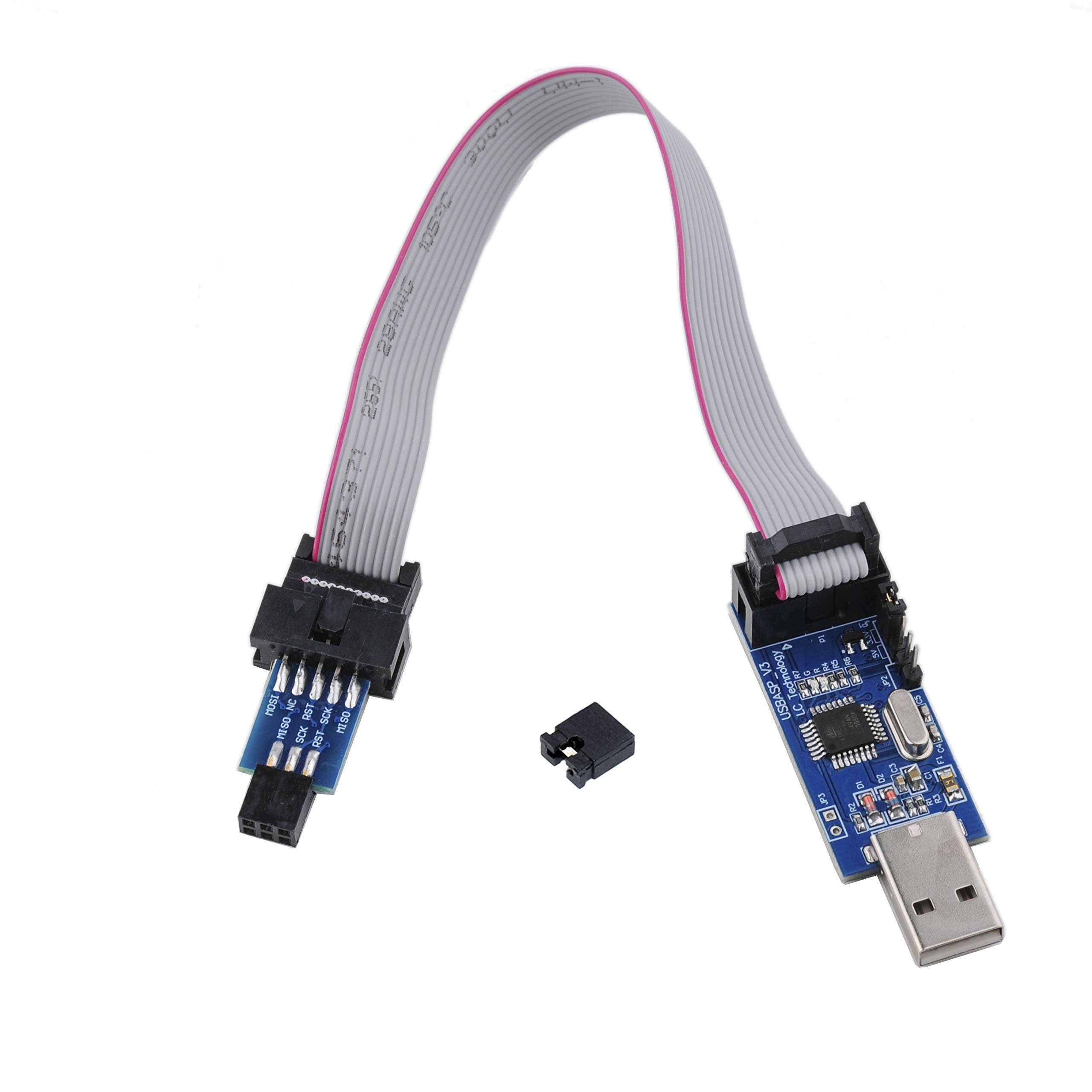 USBASP Programmer AVR Downloader 10Pin to 6Pin Adapter Flash Tool USB ISP Burn Bootloader 51 AVR ATMEGAA8 with Jumper Cap for Arduino Ender 3 Pro 5V/3.3V