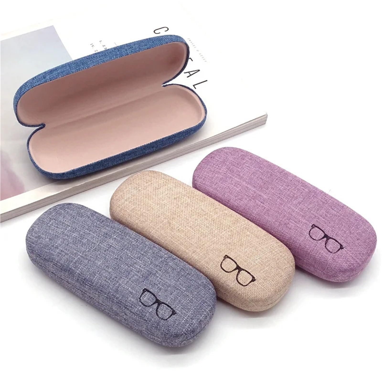 Étui rigide en lin for lunettes de vue, protection optimale for hommes et femmes (lunettes soleil vue)