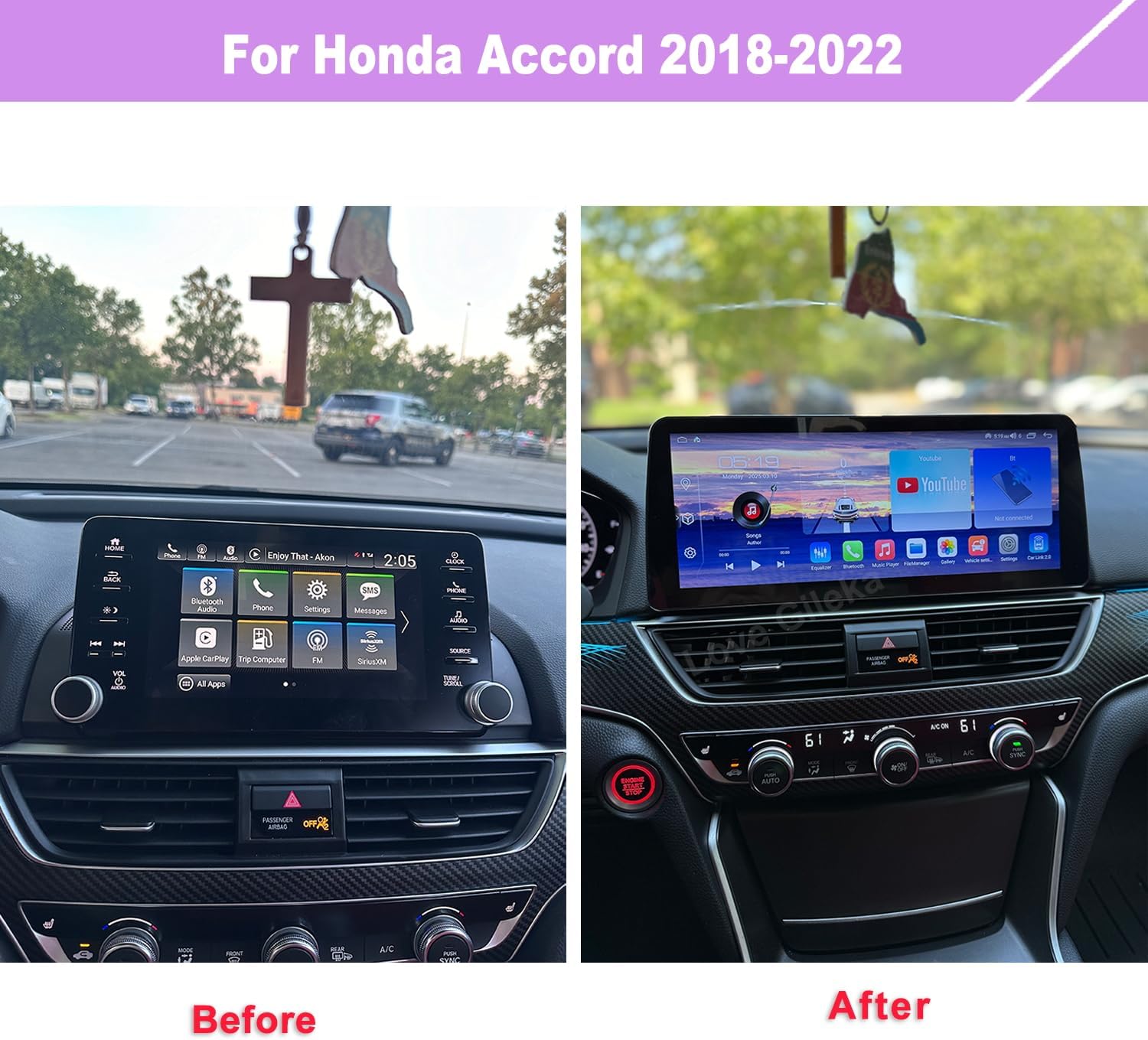 12.3" Android Car Stereo for Honda Accord 2018-2022 Wireless Apple Carplay Android Auto Car Radio Bluetooth Head Unit QLED Touch Screen 1920x720 GPS Navigation (4-64GB Pro)