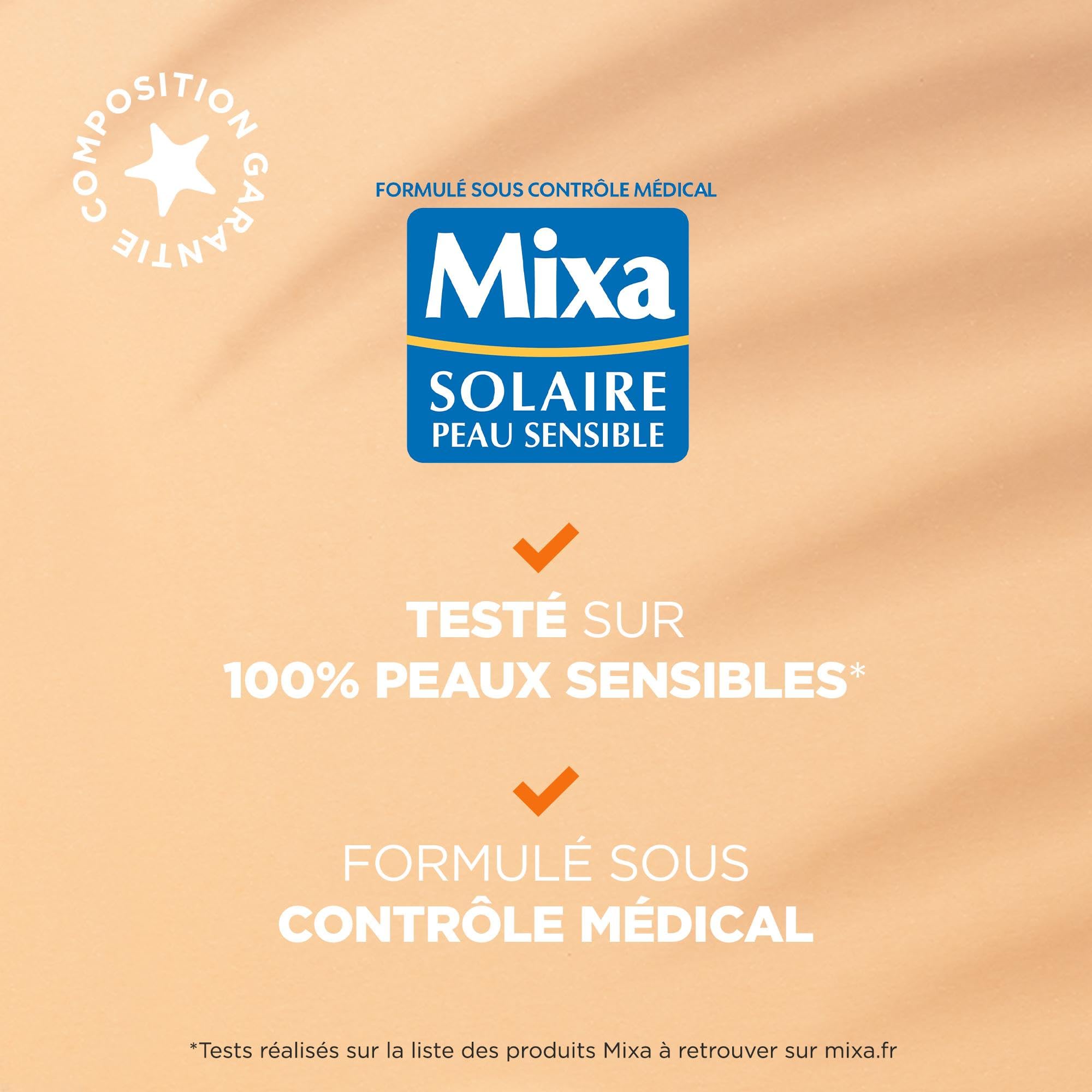 Mixa Solaire Peau Sensible - Spray Solaire Très Haute Protection SPF50+ UVA, UVA longs, UVB - Peaux Fragiles Enfants - Résistant à l'Eau - Anti-sable - Hypoallergénique, Sans Parfum - 150ml